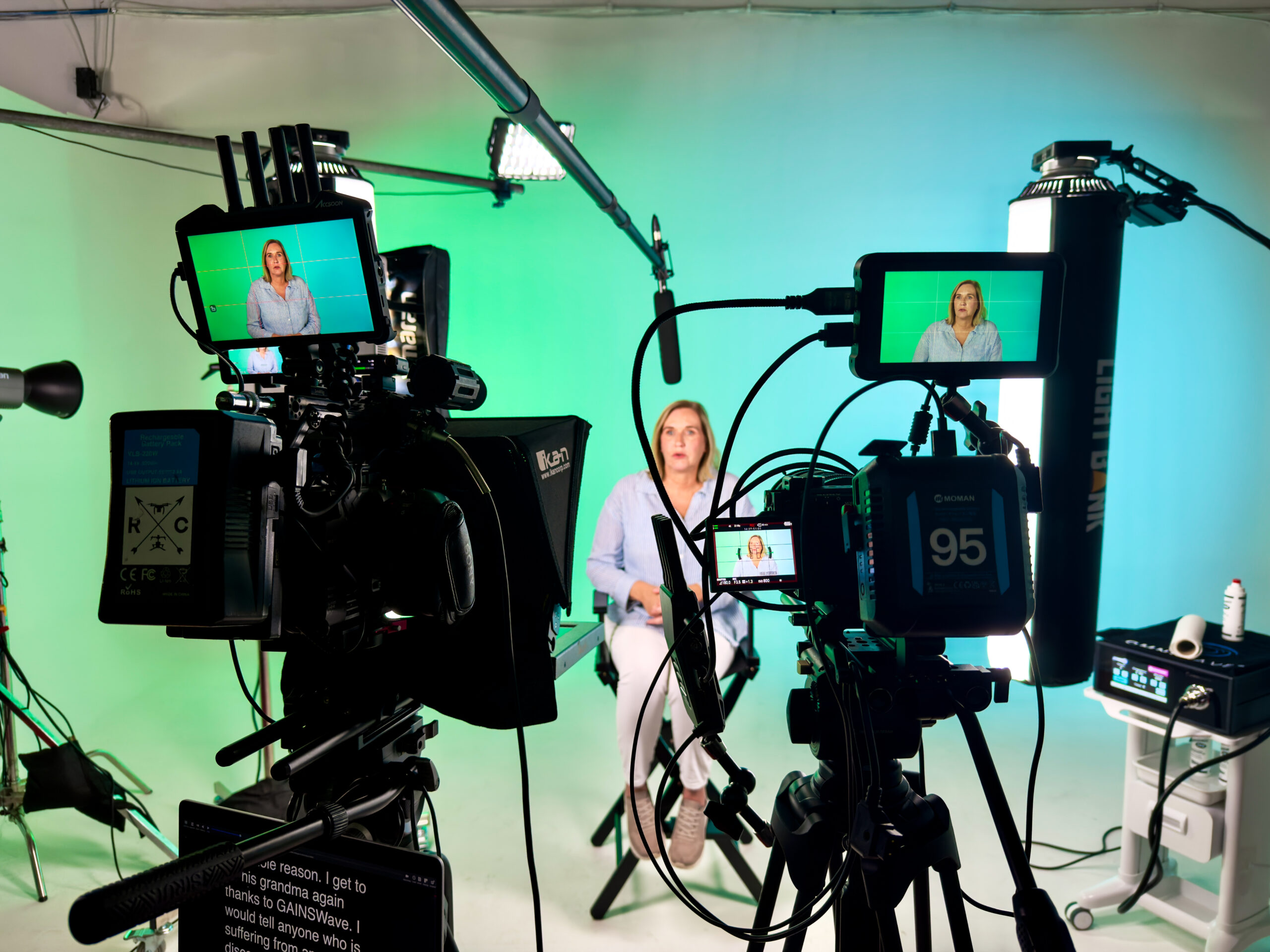 Green screen interview behind the scenes